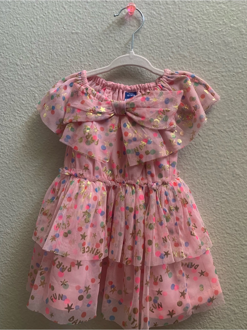 Old Navy Pink Tulle Tutu Dress with Multicolor Confetti